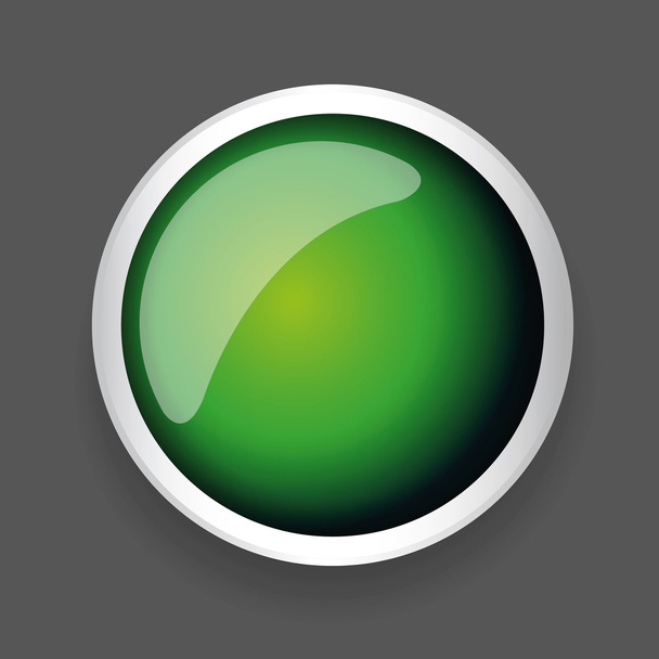 Green shiny button with metallic elements - Vector, imagen