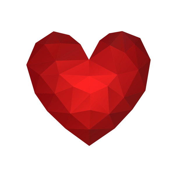 Red polygonal heart on white background - Διάνυσμα, εικόνα