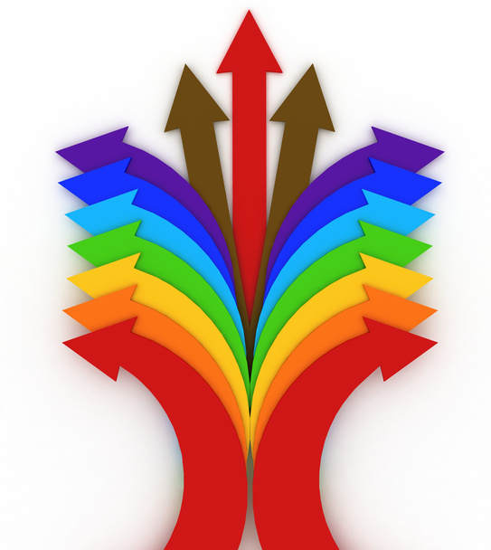 3d arrows of color of rainbow on a white background - Foto, afbeelding