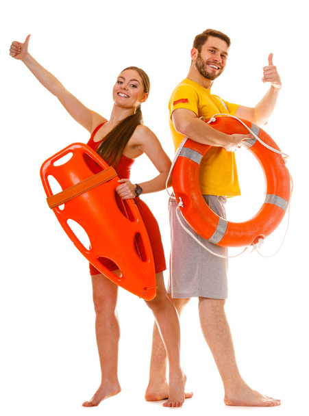 Lifeguards with rescue and ring buoy lifebuoy. - Фото, изображение