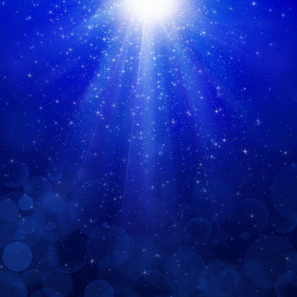 Dark Blue bubbles luminous rays background Lumiray-B - Photo, Image