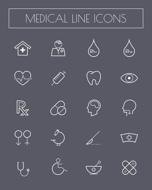 Line Flat Medical Icons set. vector . illustration - Vetor, Imagem