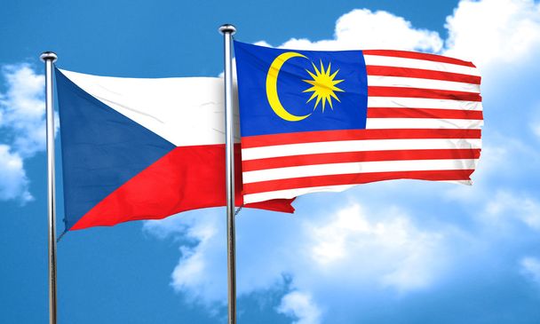 czechoslovakia flag with Malaysia flag, 3D rendering - Foto, immagini