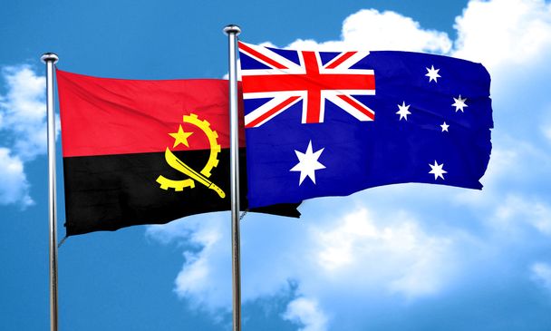 Angola flag with Australia flag, 3D rendering - Valokuva, kuva