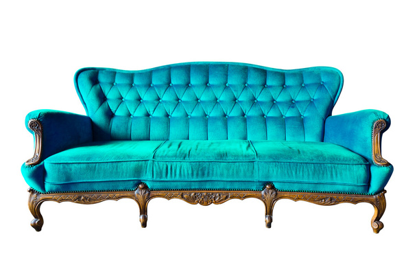 Vintage blue luxury armchair isolated with clipping path - Foto, Imagen