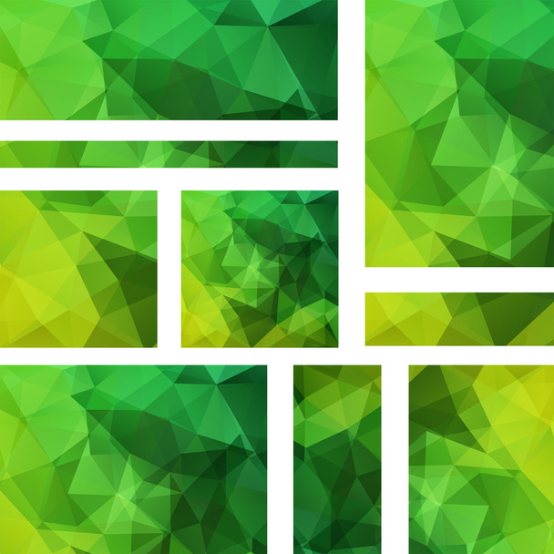 Conjunto de plantillas de banner con fondo abstracto. Banderas vectoriales modernas con fondo poligonal. Color verde
. - Vector, imagen