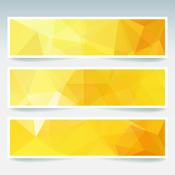 Set of banner templates with abstract background. Modern vector banners with polygonal background. Yellow color. - Vektor, kép