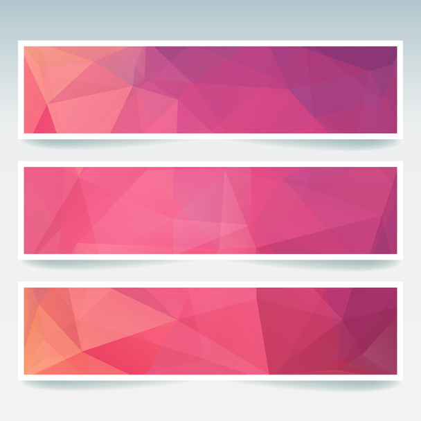 Set of banner templates with abstract background. Modern vector banners with polygonal background. Pink color. - Vector, Image