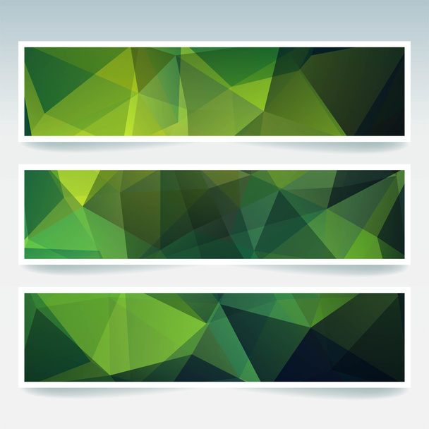 Abstract banner with business design templates. Set of Banners with polygonal mosaic backgrounds. Geometric triangular vector illustration. Green color. - Вектор, зображення