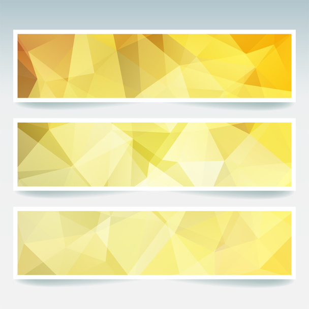 Abstract banner with business design templates. Set of Banners with polygonal mosaic backgrounds. Geometric triangular vector illustration. Yellow color. - Vector, Image