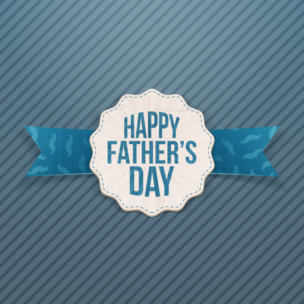 Happy Fathers Day realistic Label with Ribbon - Wektor, obraz