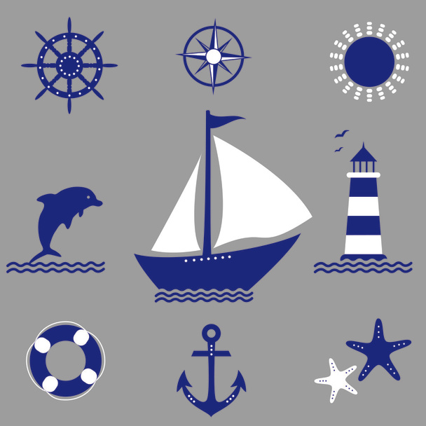 Set symbolen van de zee - Vector, afbeelding