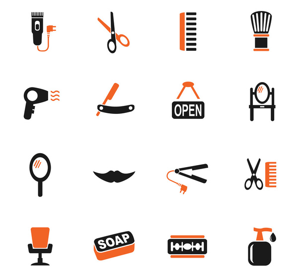 Zestaw ikon dla zakładów fryzjerskich - Wektor, obraz