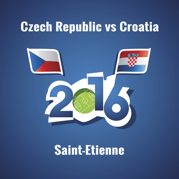 ユーロ 2016年チェコ共和国 vs クロアチア戦青背景 - ベクター画像