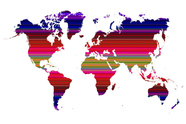 Wereldkaart met kleurrijke strepen - Foto, afbeelding
