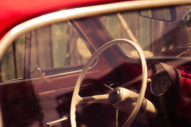 close up of the interior of a vintage car - Foto, immagini