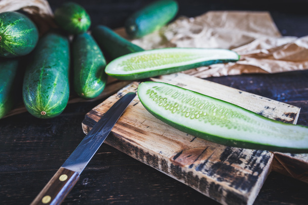 Groene komkommers groep - Foto, afbeelding