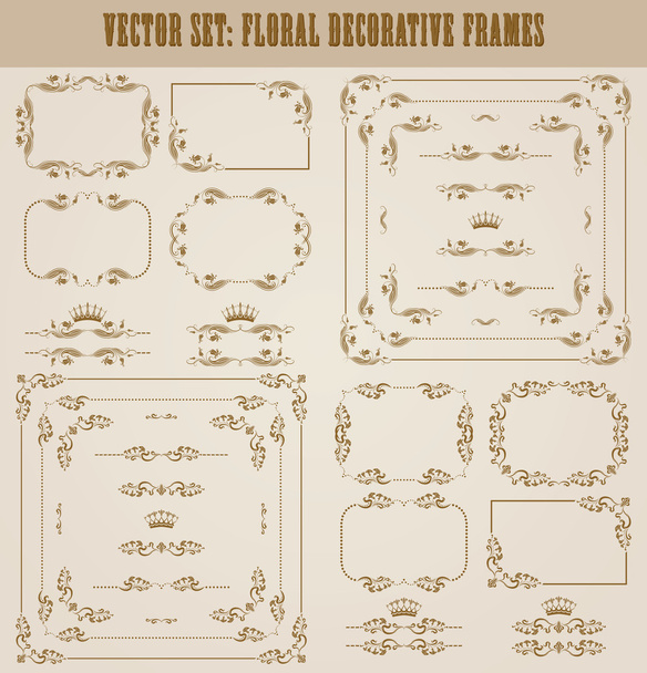 Vector set of gold decorative borders, frame - Вектор, зображення