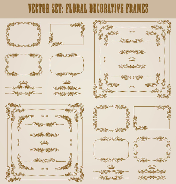 Vector set of gold decorative borders, frame - Vektor, kép