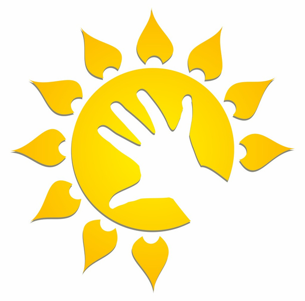 Sun with children hands. - Vector, Image