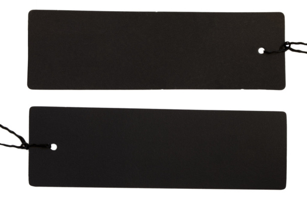 Duas etiquetas pretas isoladas no branco
 - Foto, Imagem