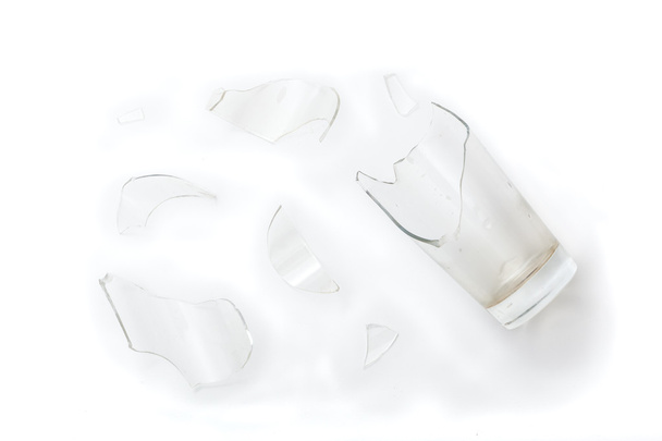 Broken glass pieces on white background - Foto, imagen