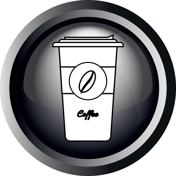 Karta s šálkem na kávu s fazolovou známkou, v kruženém rámu ve 3D na bílém pozadí, v černém a bílém stylu. Digitální vektorový obraz. - Vektor, obrázek
