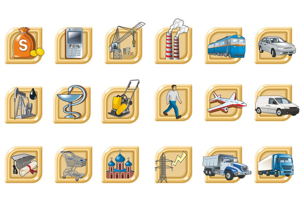 Icon set. Transportation, business, infrastructure, device, travel, etc. - Vector, Image