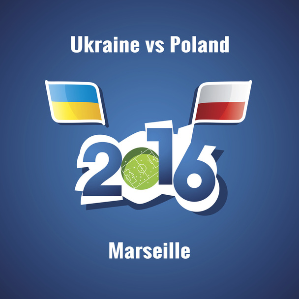 Euro 2016 Ukraina vs Puola sininen tausta
 - Vektori, kuva