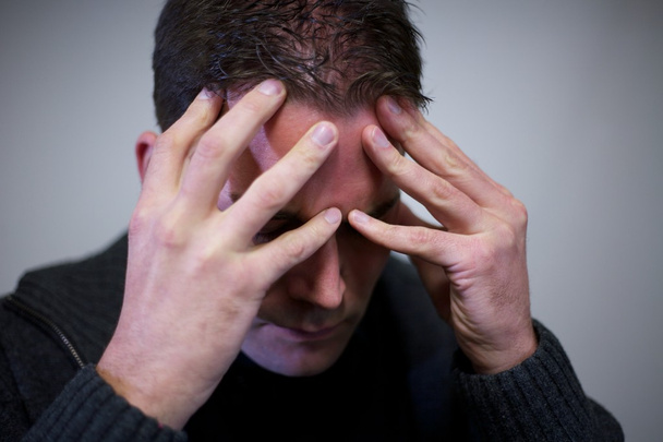 Portrait of a stressed caucasian man - Photo, Image
