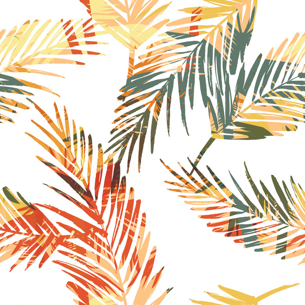 シュロの葉とシームレスなエキゾチックなパターン - ベクター画像