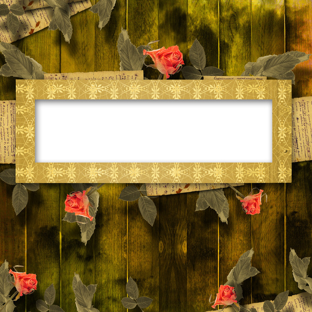 Grunge background for congratulation with beautiful rose - Photo, image