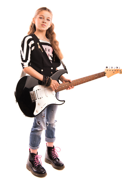 girl with a guitar  - Фото, изображение
