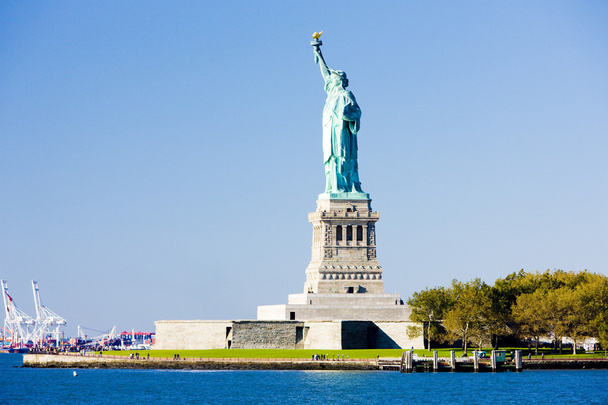 szabadság-sziget és a szobor a szabadság, a new york, Amerikai Egyesült Államok록펠러 센터, 뉴욕, 미국 - Fotó, kép