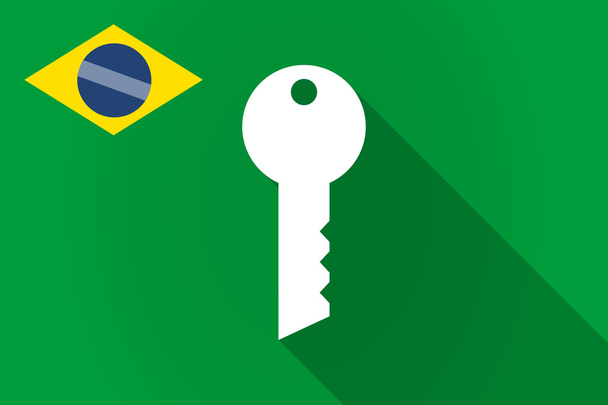Hosszú árnyék Brazília zászló egy kulcs - Vektor, kép