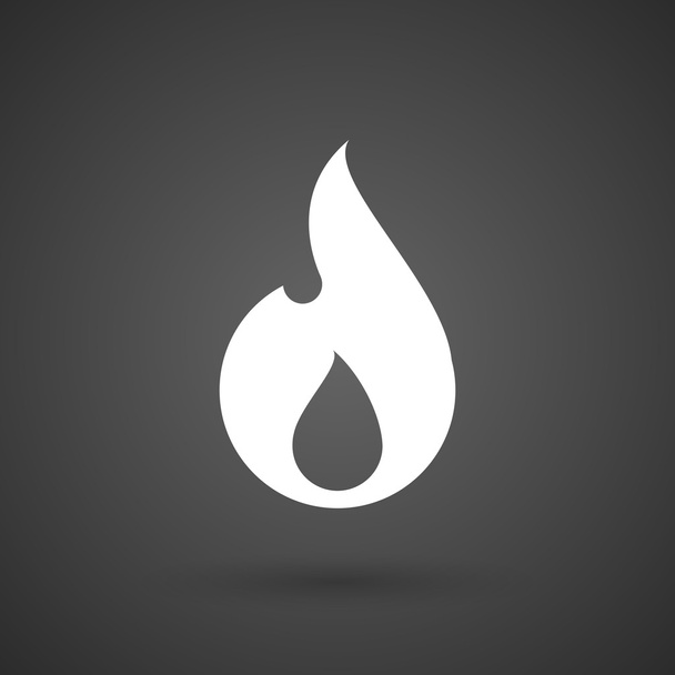  a flame    white icon on a dark  background - Vector, Image