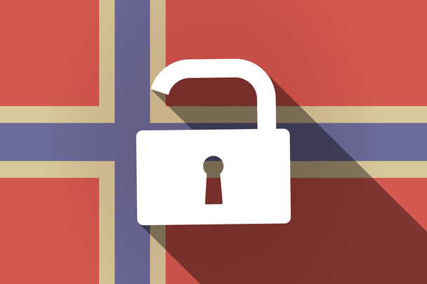 Длинный теневой флаг Норвегии с открытым замком
 - Вектор,изображение