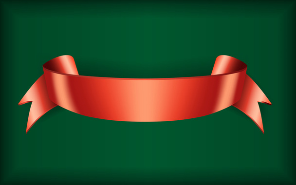 Red ribbon satin green - Вектор, зображення