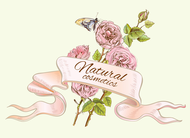 Rose colorful natural banner. - Vetor, Imagem