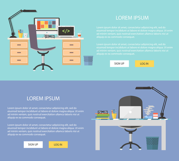 Workplace web banner - Vector, Image