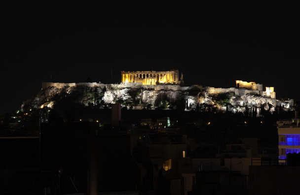 Noční Akropole. Atény. Řecko. - Fotografie, Obrázek