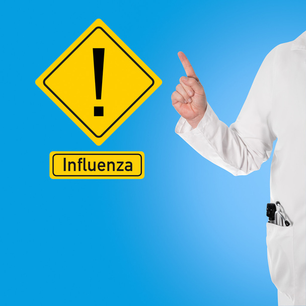 医師がインフルエンザ (インフルエンザに対する警告します。) - 写真・画像