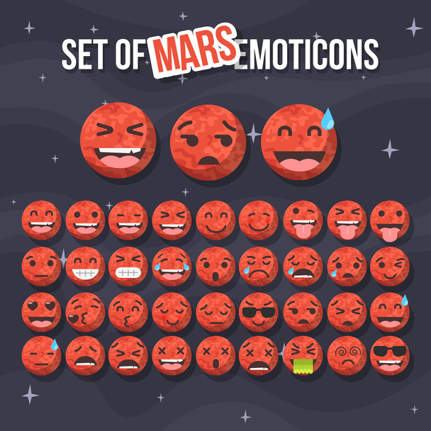 Set of cute mars smileys - Vector, Image