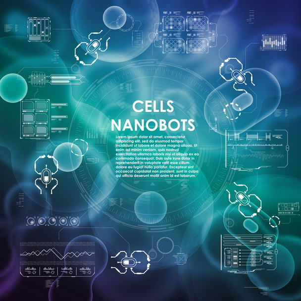 Cell background with futuristic interface elements - Vector, Image