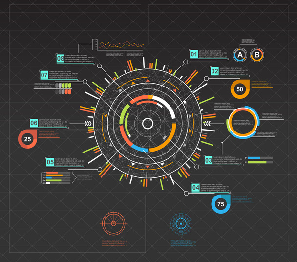 Futuristic user interface infographic elements - Vector, Image