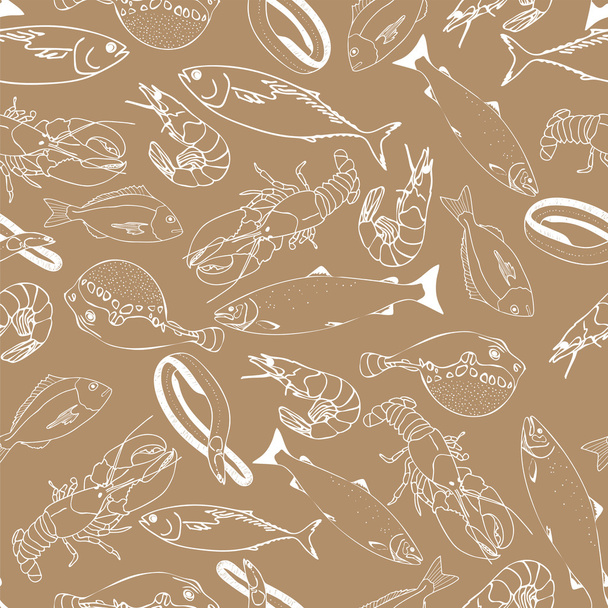 シームレスなパターンをペーパー クラフトの海産魚  - ベクター画像
