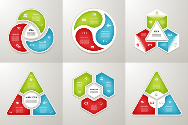 Colección de plantillas infográficas para empresas. Cuatro pasos diagramas de ciclismo. Ilustración vectorial
. - Vector, Imagen