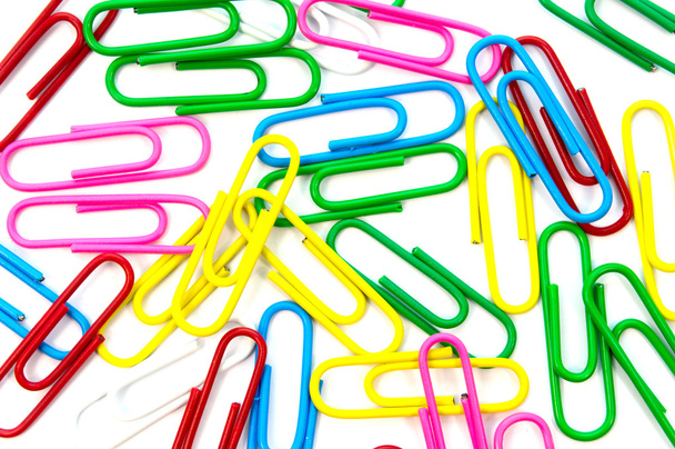Paper clips colorful on white background - Photo, Image