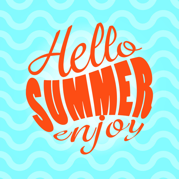 Hello Summer enjoy text lettering vector - Vector, Image