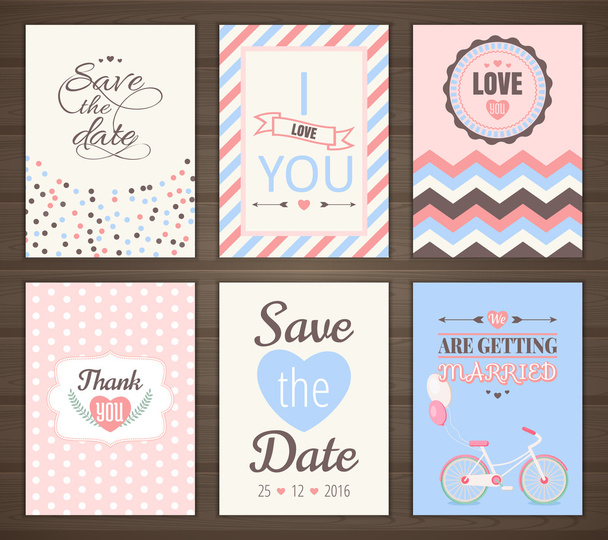 Set of romantic cards - Vector, Image